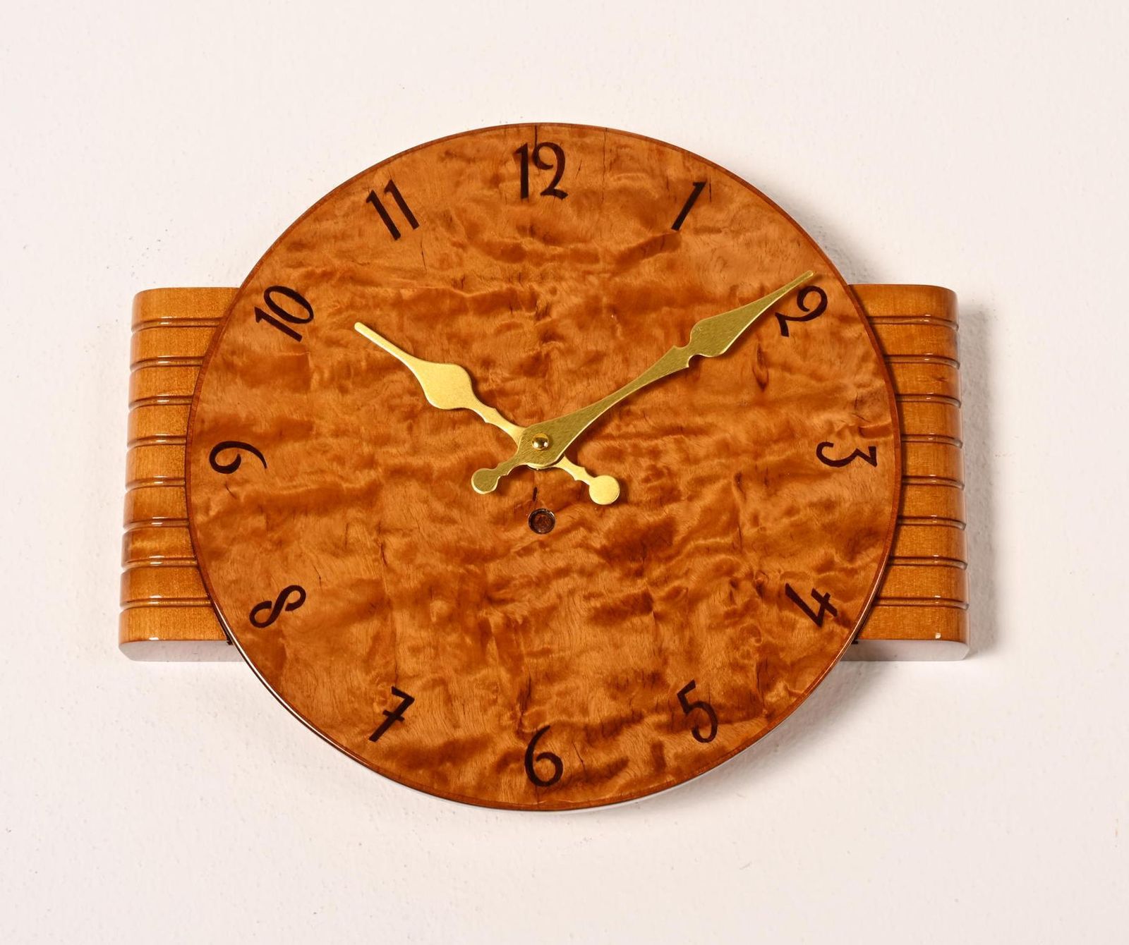 Wooden Art Deco Wall Clock photo for sale