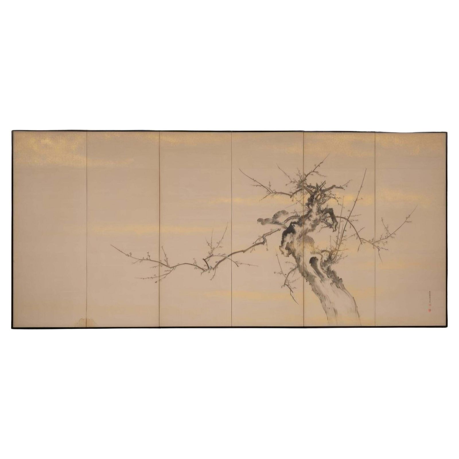 Beautiful Japanese Folding Screen/Byôbu, Six Panels, Taishô /Early 20th Century.