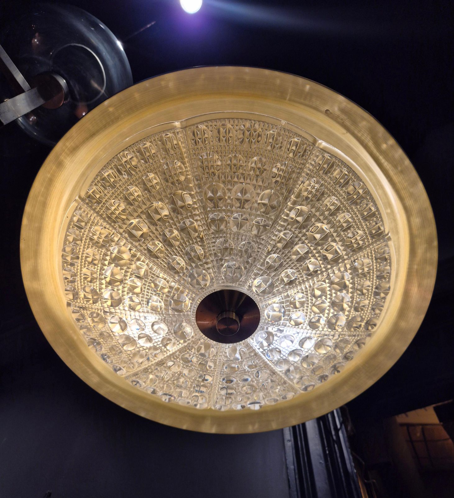 Carl Fagerlund, Swedish Modern Pendant In Brass And Beautiful Orrefors Glass. photo Lighting