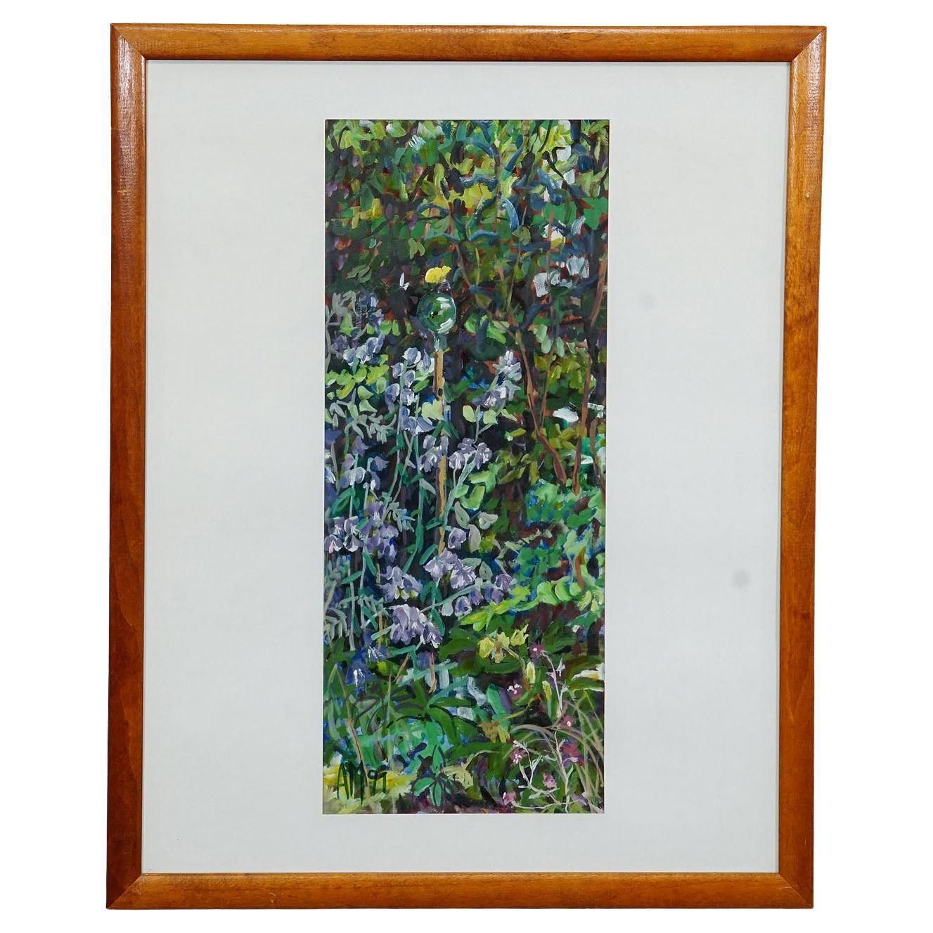 Bellflowers With Brimstone Butterfly Original Painting Alexander Michael 1991