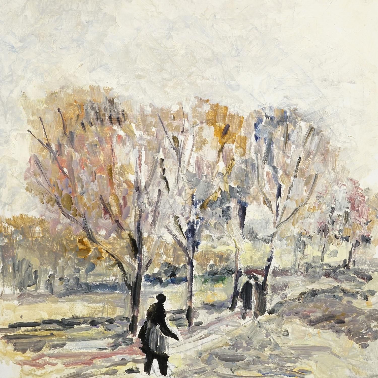 Alexander Michael Oil Painting Of An Autumn Walk In A Park, 1969 photo Kunst
