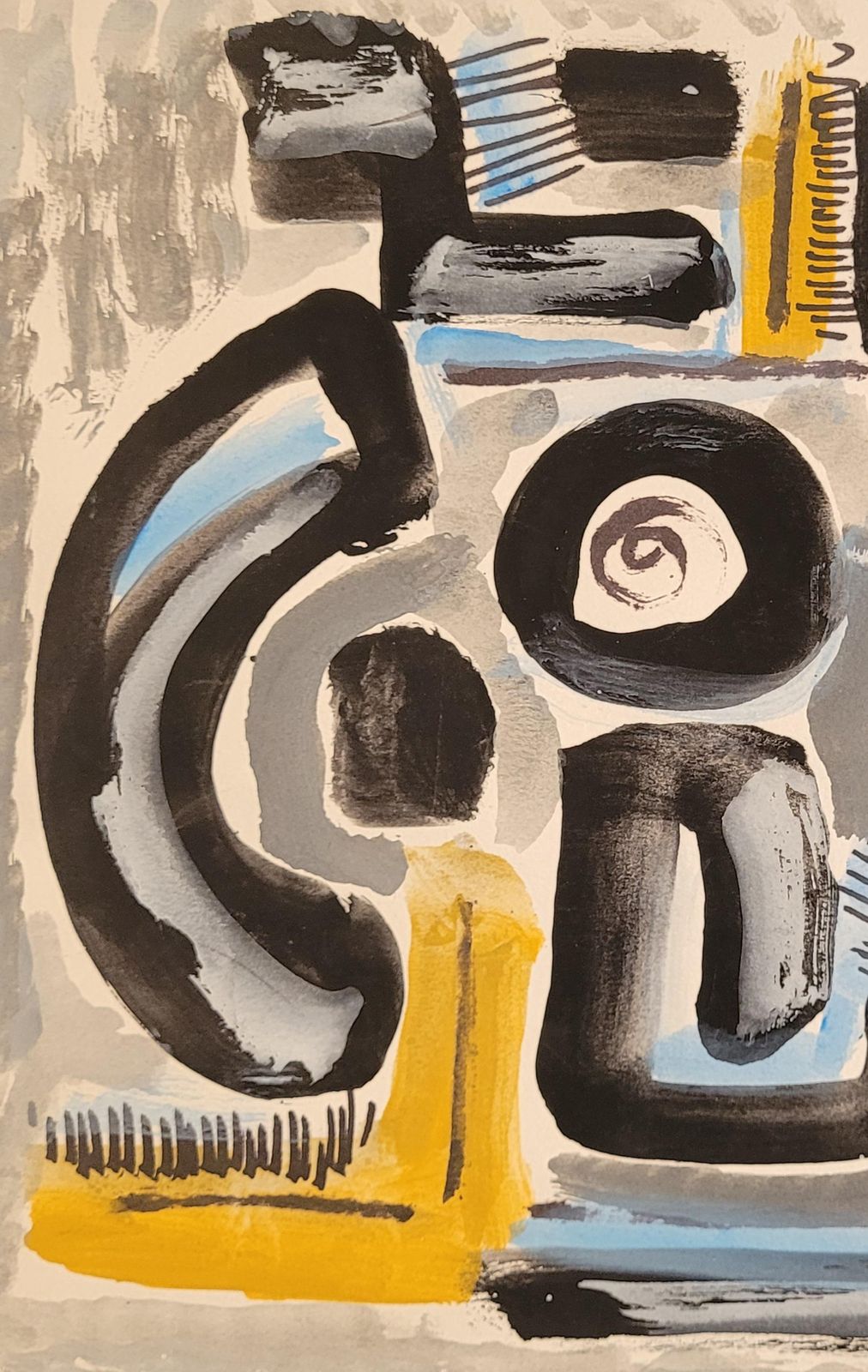 Mid Century Abstract Expressionist Gouache On Paper, Signed, 41x55 Cm From 1967 By Joseph Levin photo Art