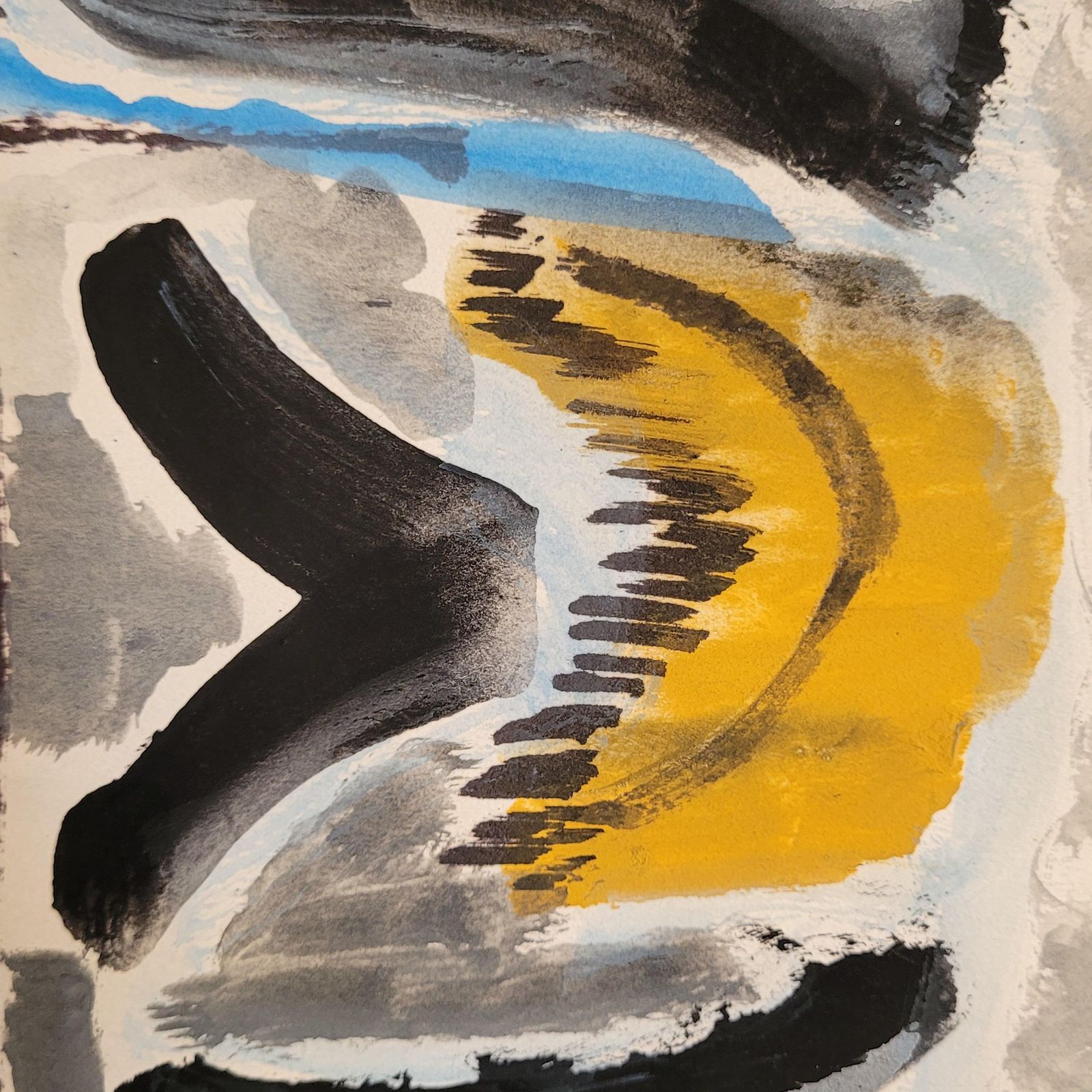 photo furniture Mid Century Abstract Expressionist Gouache On Paper, Signed, 41x55 Cm From 1967 By Joseph Levin