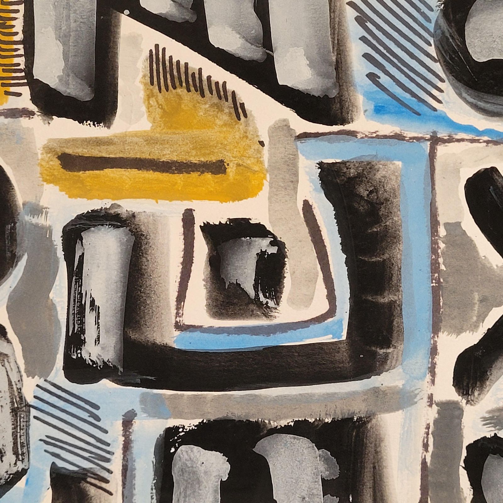 Art Mid Century Abstract Expressionist Gouache On Paper, Signed, 41x55 Cm From 1967 By Joseph Levin photo
