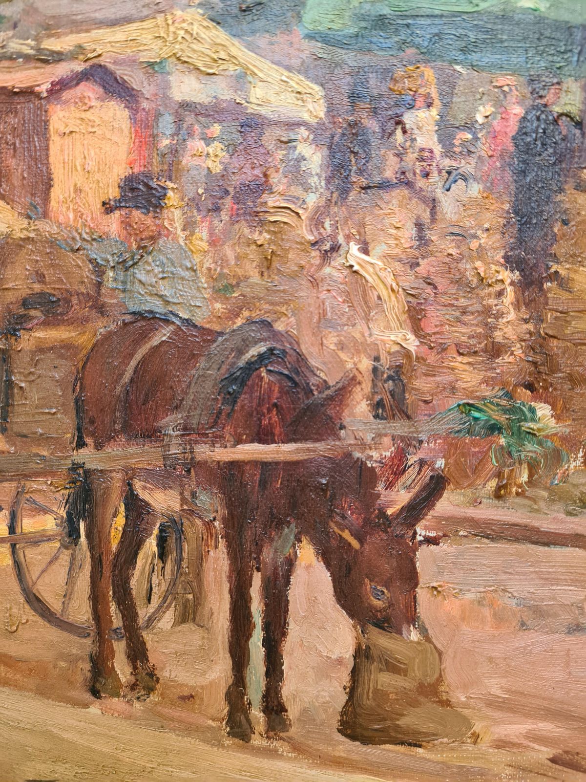 French Impressionist Oil On Canvas, 19th Century, Of A French Market By Joseph Faust photo 2971.0