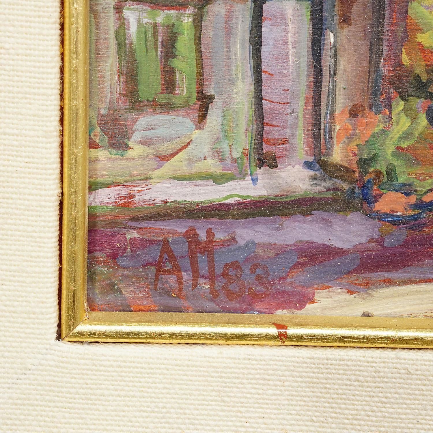 Alexander Michael Oil Painting Of The Marketplace In S. Felice Circeo, 1983 photo vinterior