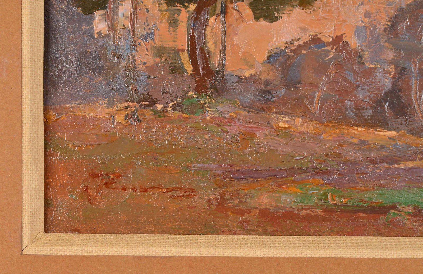 Janis Rikmanisview Of The Lake, Oil On Cardboard, Landscape Painting, 26x36.5 Cm photo for sale