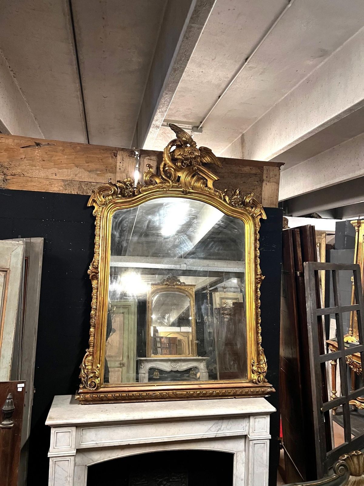 Important Carved And Sculpted Mirror With Figured Cymatium, Italy photo for sale