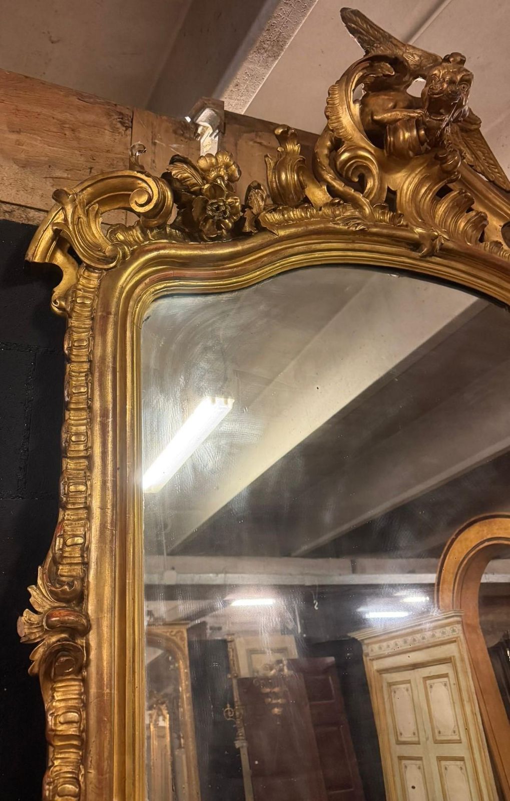 Important Carved And Sculpted Mirror With Figured Cymatium, Italy photo buy