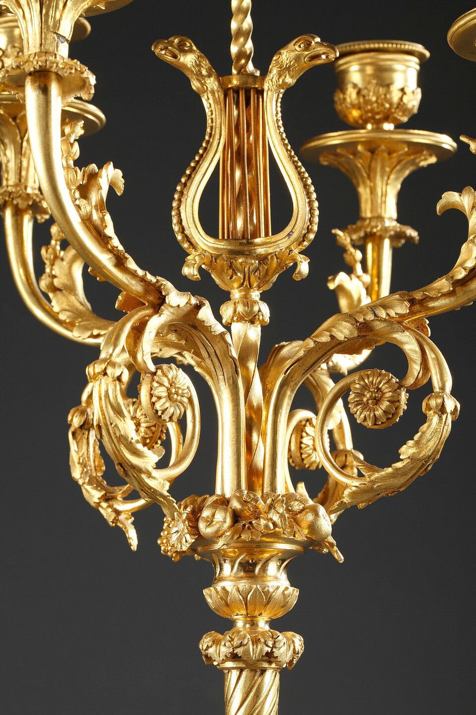 photo for sale Pair Of Louis XVI Style Candelabra, In Gilt Bronze And Patina