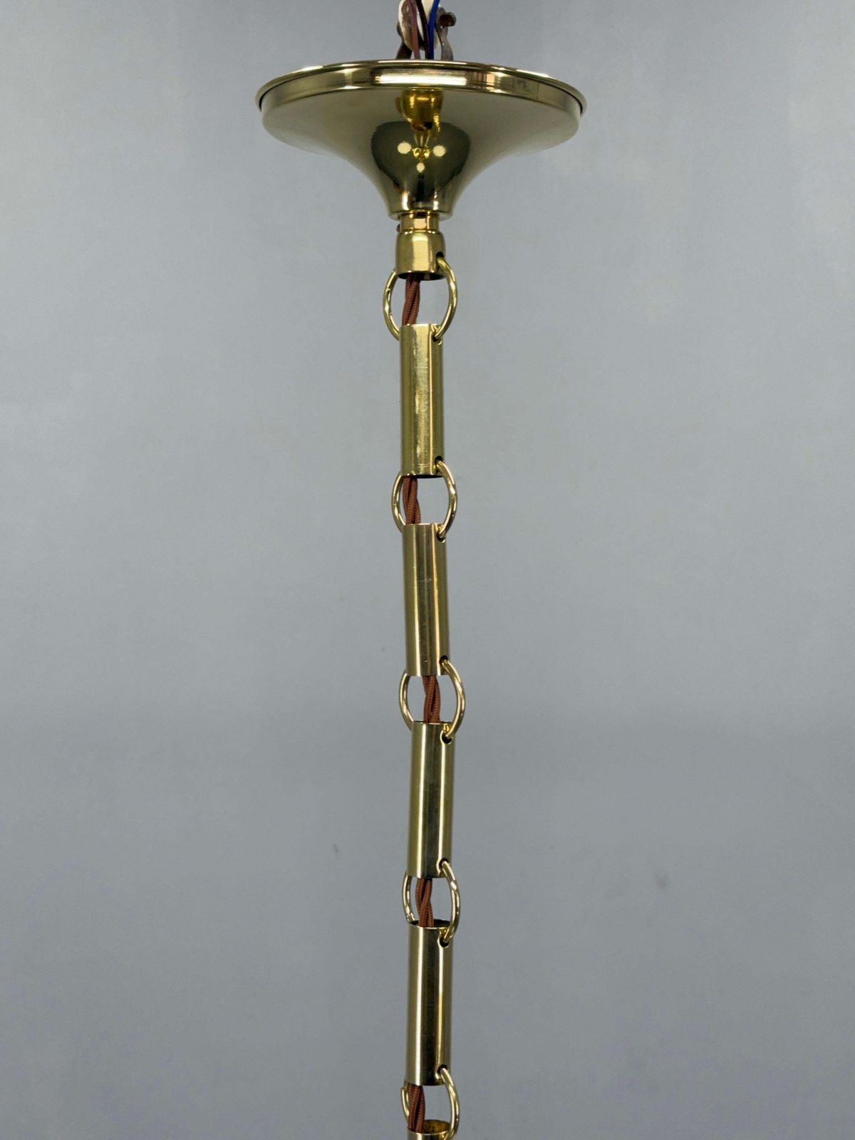 Art Deco Brass And Opaline Glass Chandelier, 1930s photo buy