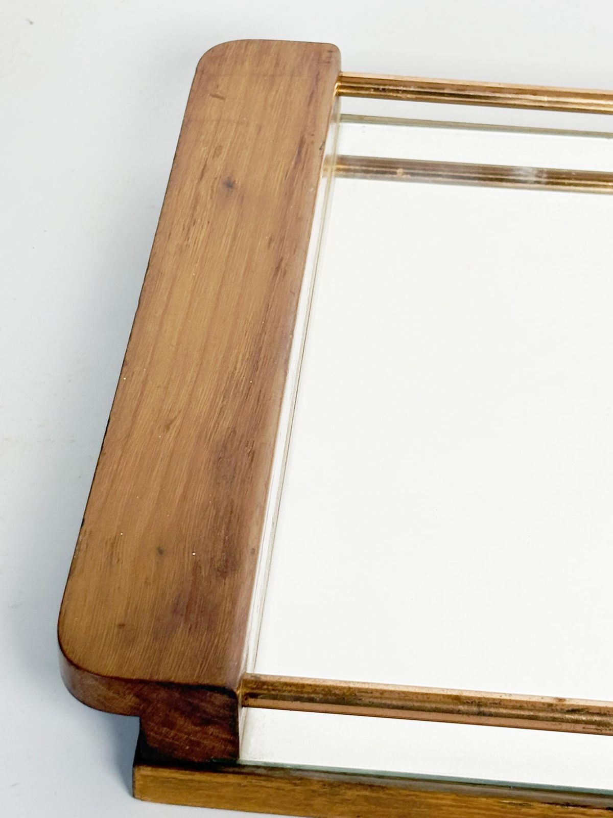 photo furniture Art Deco Tray In Wood, Copper And Mirror, France, 1940