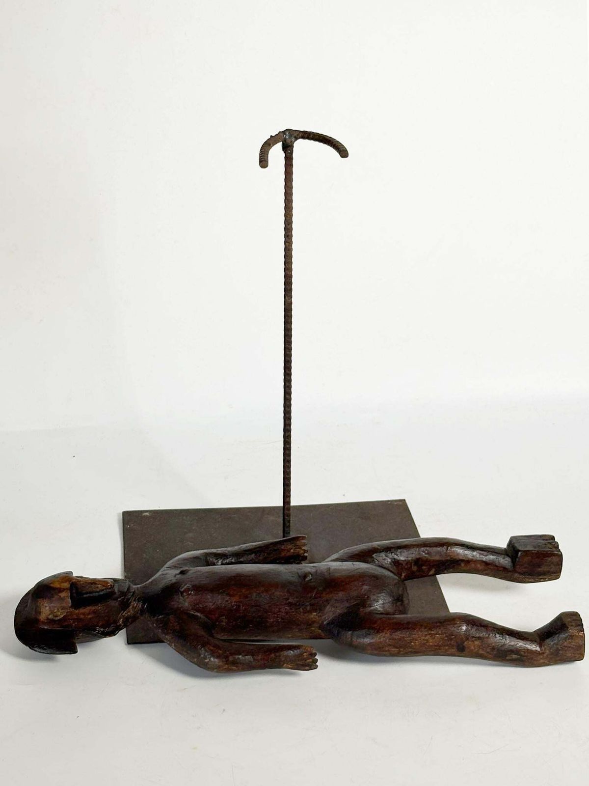 African Sculpture Of A Man In Wood, France, 1920 photo vintage