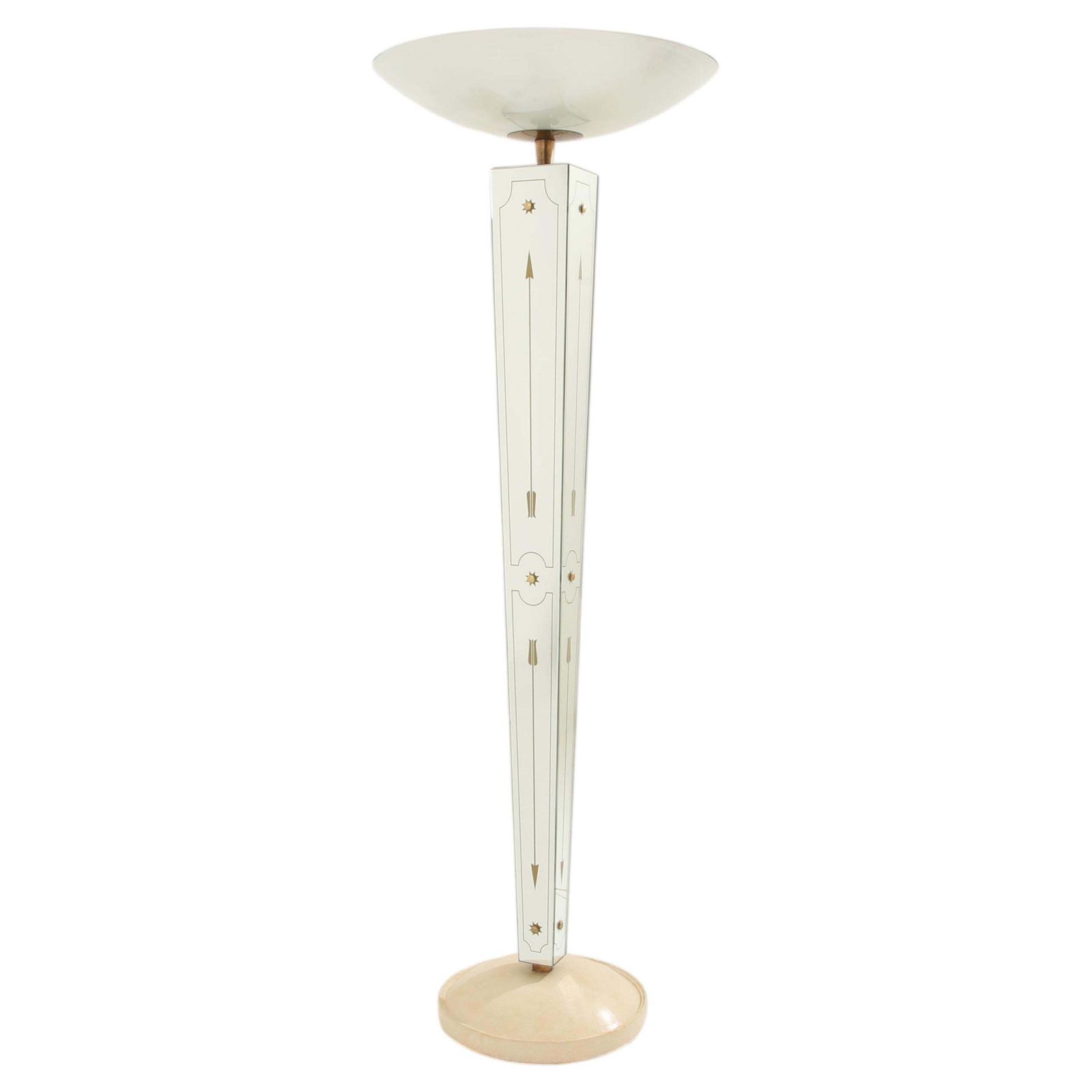 Lampadaire en bois laqué, miroir et laiton, par Emilio Lancia, 1940