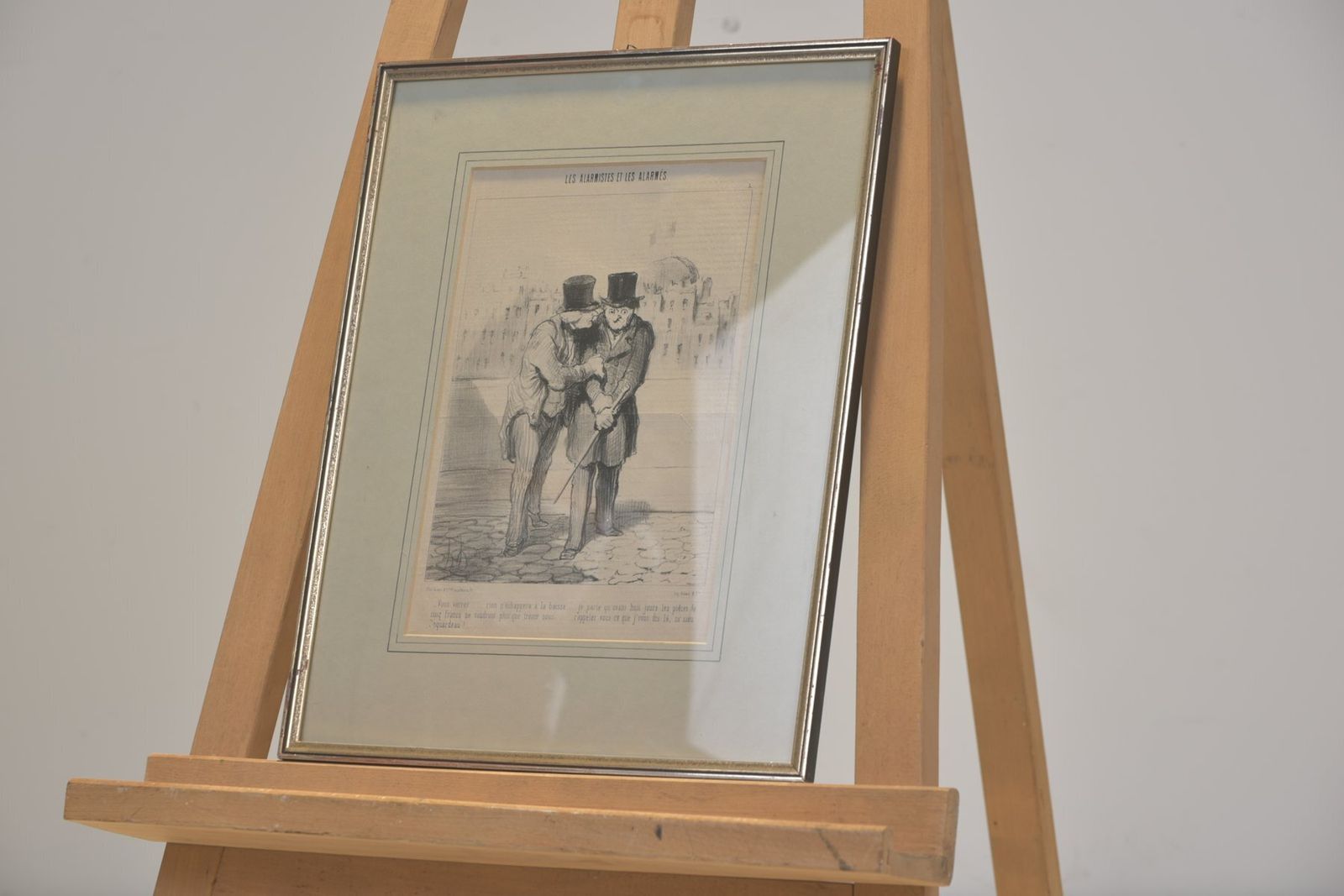 Steel Engraving By Honoré Daumier, Les Alarmists Son Alarmee, Le Charivari Magazine, Circa 1860, Framed Under Glass With Berlin Molding, Silver Plated photo furniture