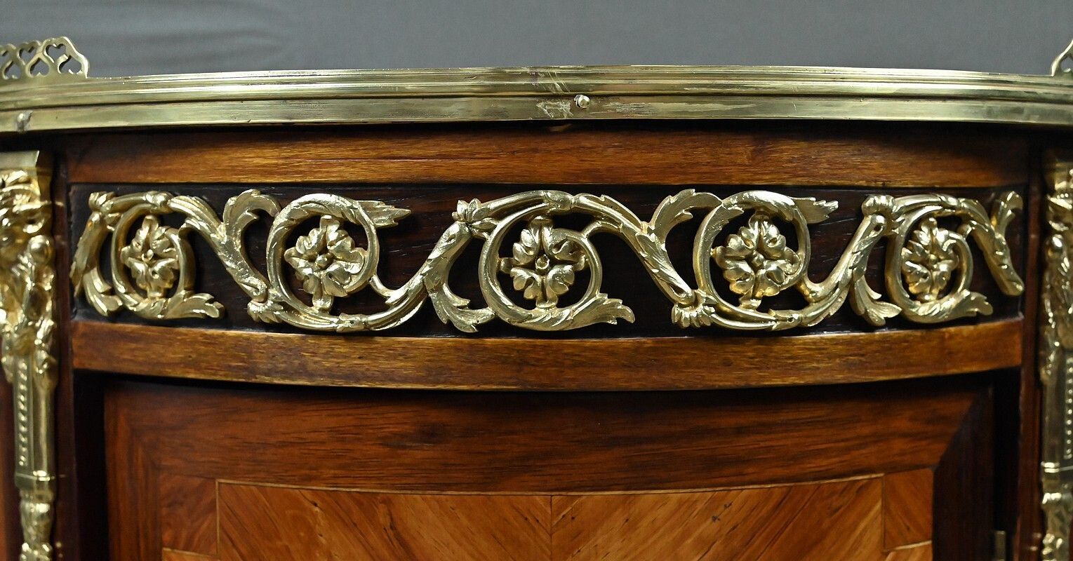 photo furniture Small Louis XVI Style Marquetry Parlor Cabinet – Mid 19th Century