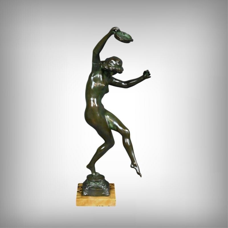 Bronze "The Dancer With The Tambourine" Signed C. Binder – Early 20th Century