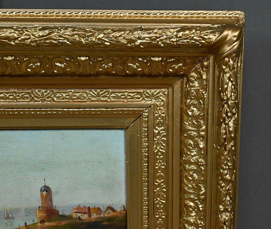 photo vinterior Painting "Sailboats On The Mediterranean", Oil On Panel, 19th Century French School
