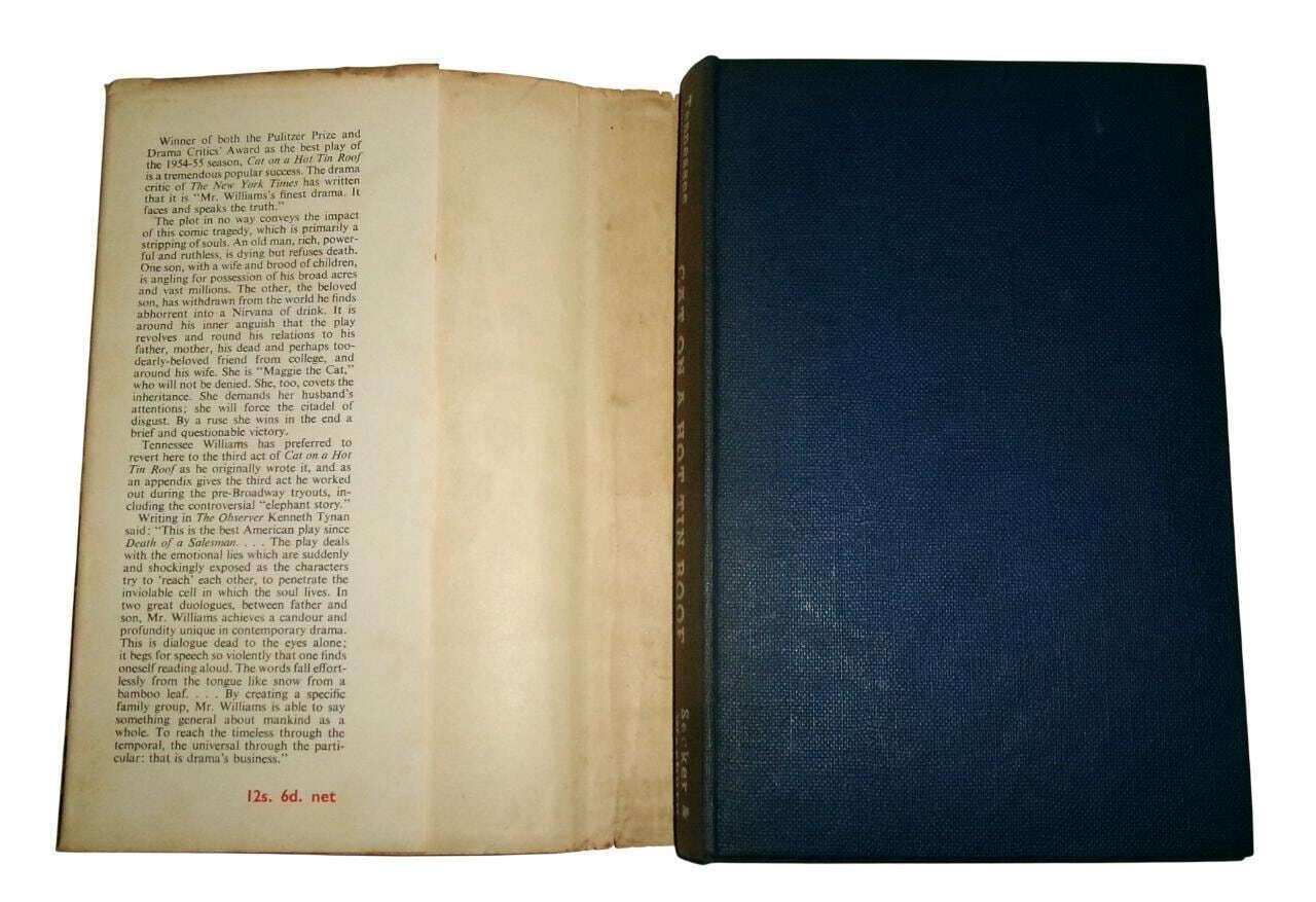 85.0 1956 Tennessee Williams 1st Uk Edition: Cat On A Hot Tin Roof, Vintage Classic Book photo