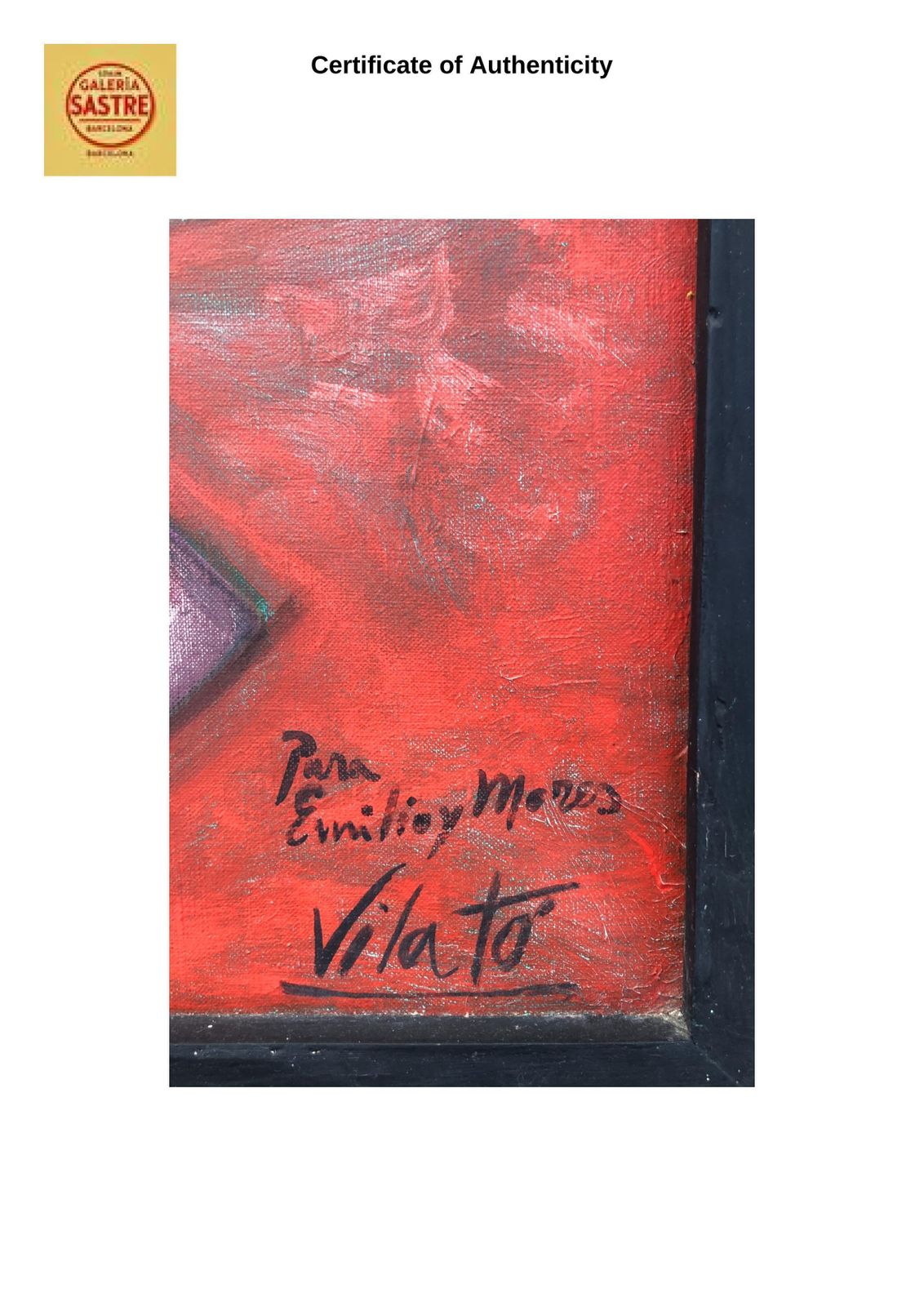 9950.0 Javier Vilato Rouge De Fond Oil On Canvas 1977 photo