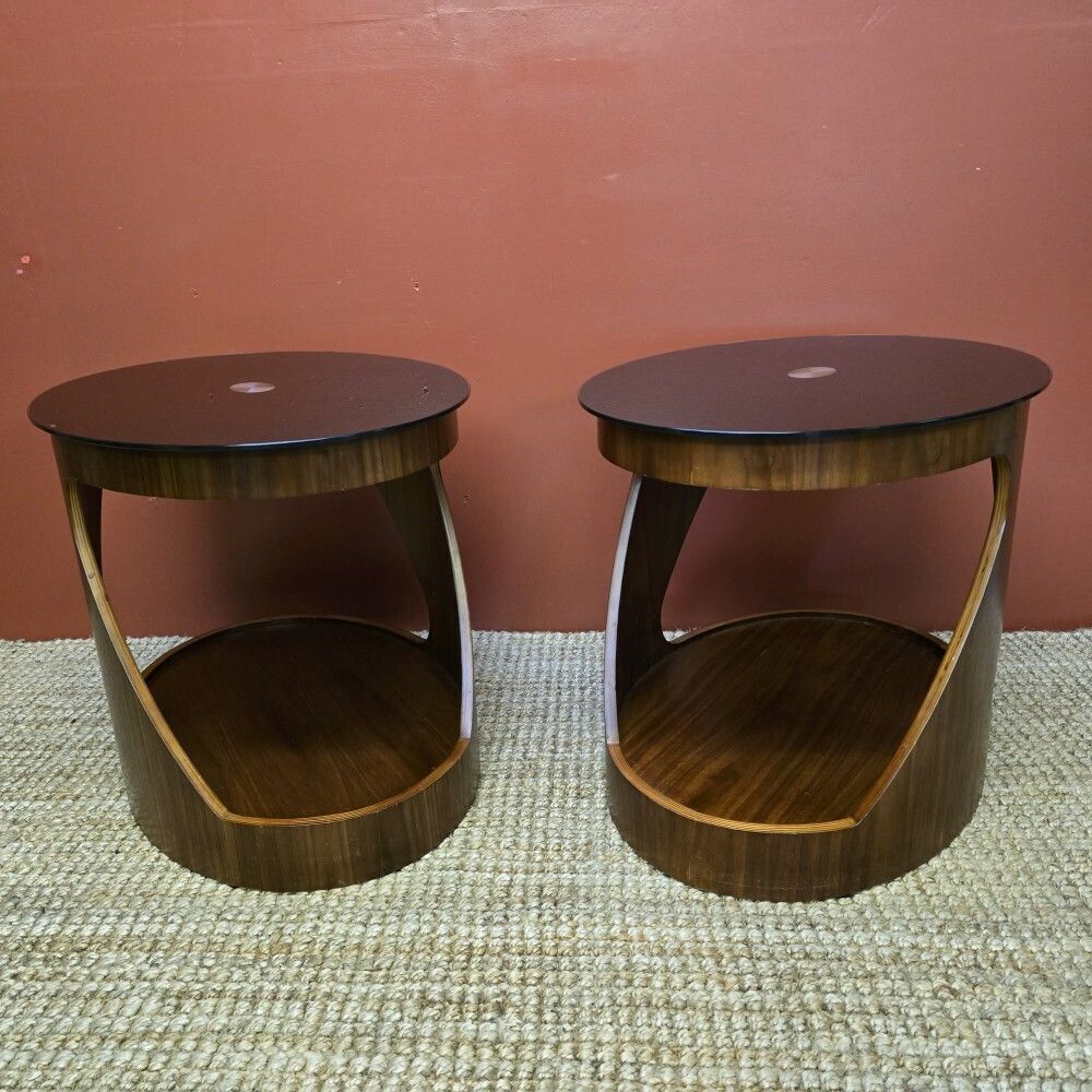 Pair Of Jual Walnut Lamp Tables photo for sale