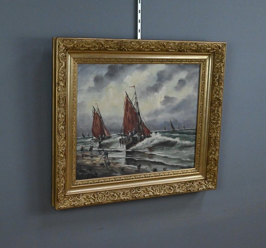 Painting "Fishing Memories" Signed L. Henry – Late 19th Century photo for sale