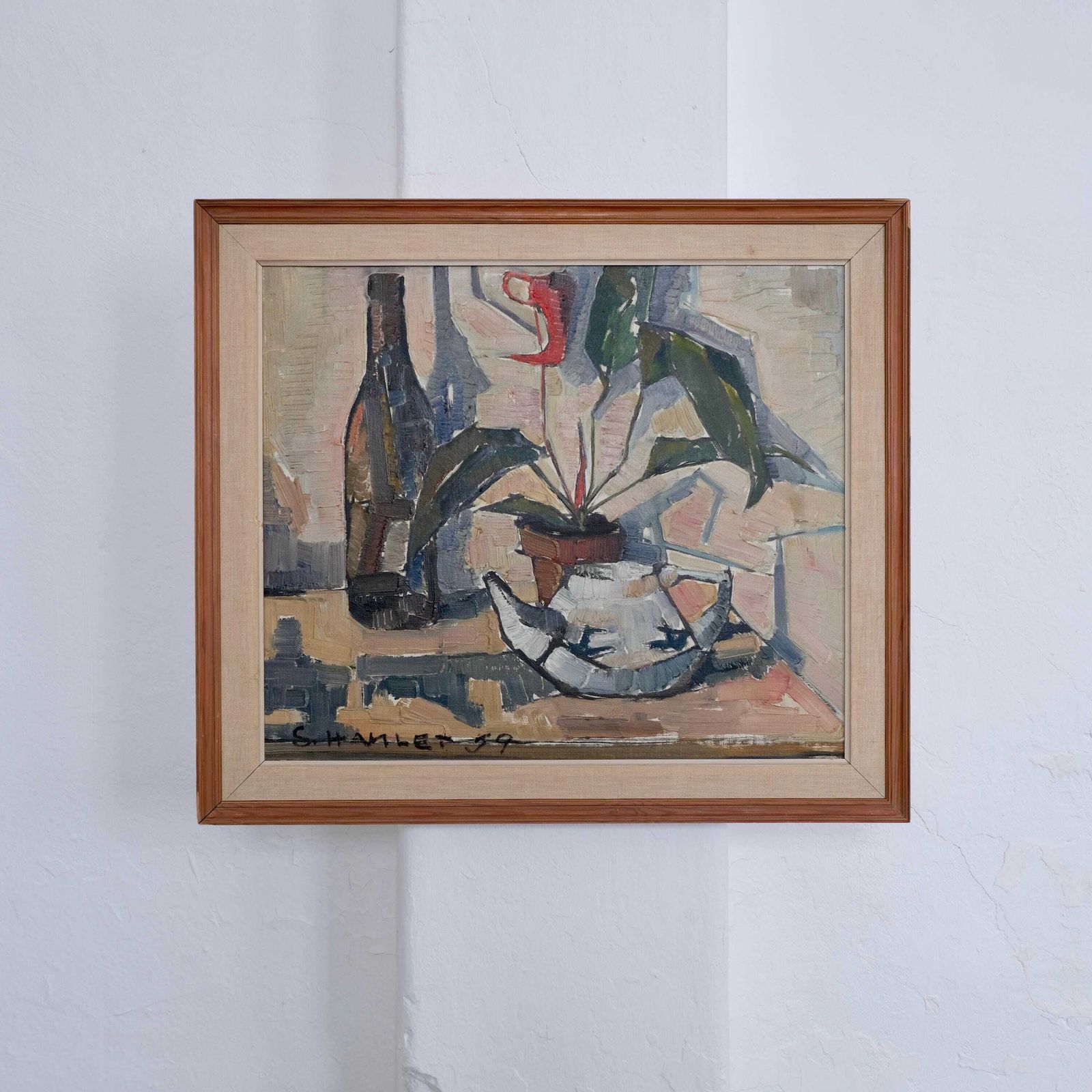 Still Life Oil Painting With Plant | Sven Olof Hamlet | 1959
