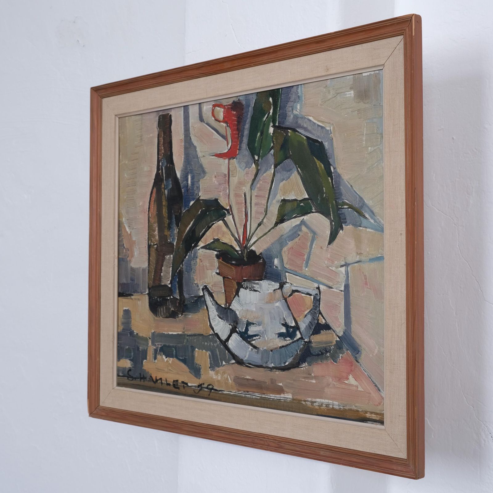 Still Life Oil Painting With Plant | Sven Olof Hamlet | 1959 photo 640.0