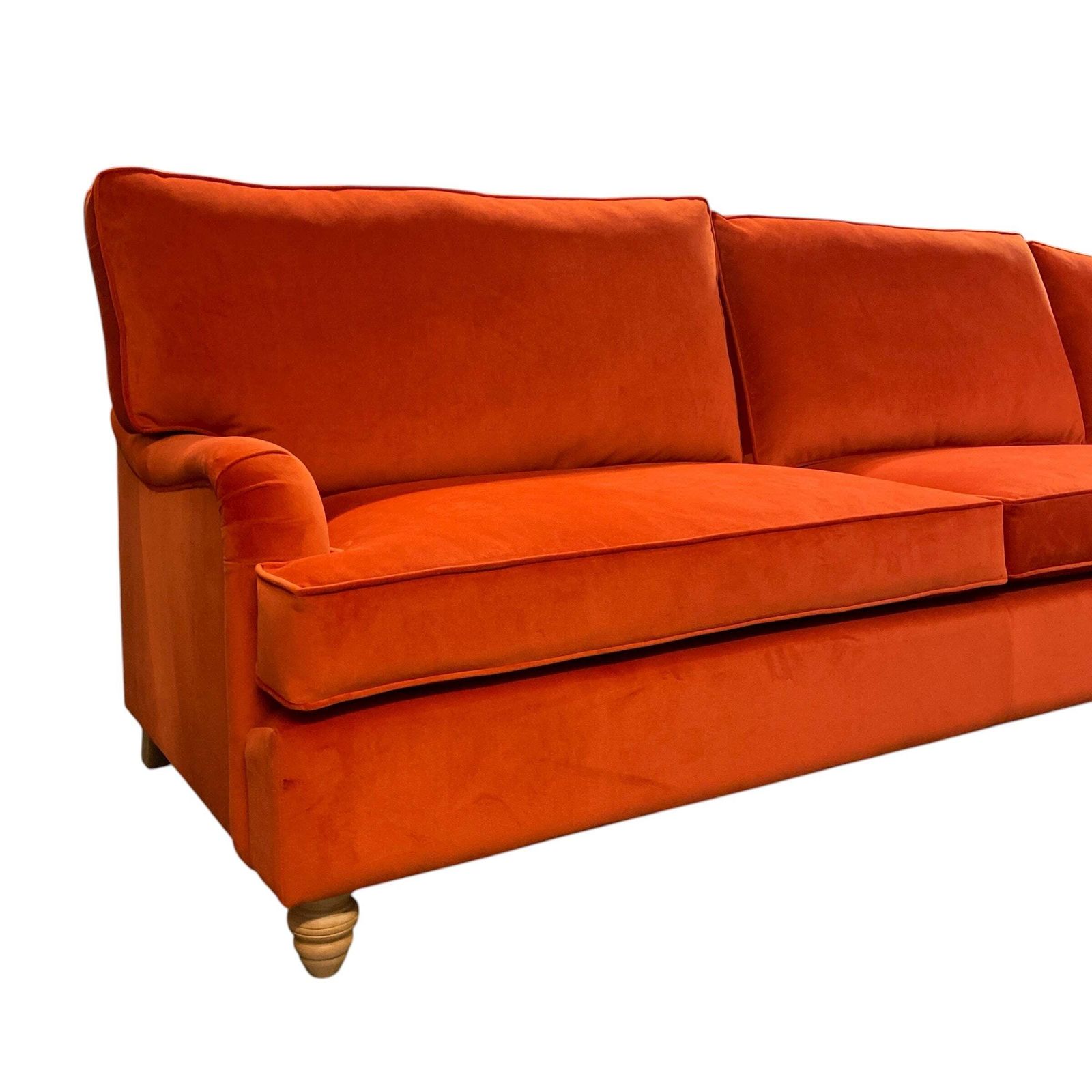 L Shaped Velvet Sofa Burnt Orange Ex Display Right Handed photo vintage