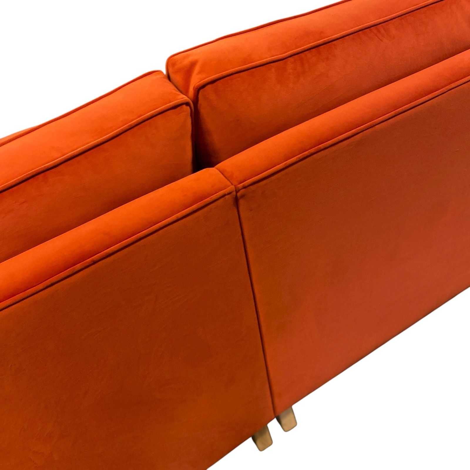 photo vinterior L Shaped Velvet Sofa Burnt Orange Ex Display Right Handed