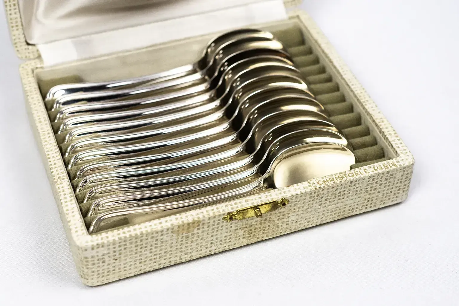 Christofle – 12 Spatours Silver Plated Teaspoons In Their Original Case photo furniture