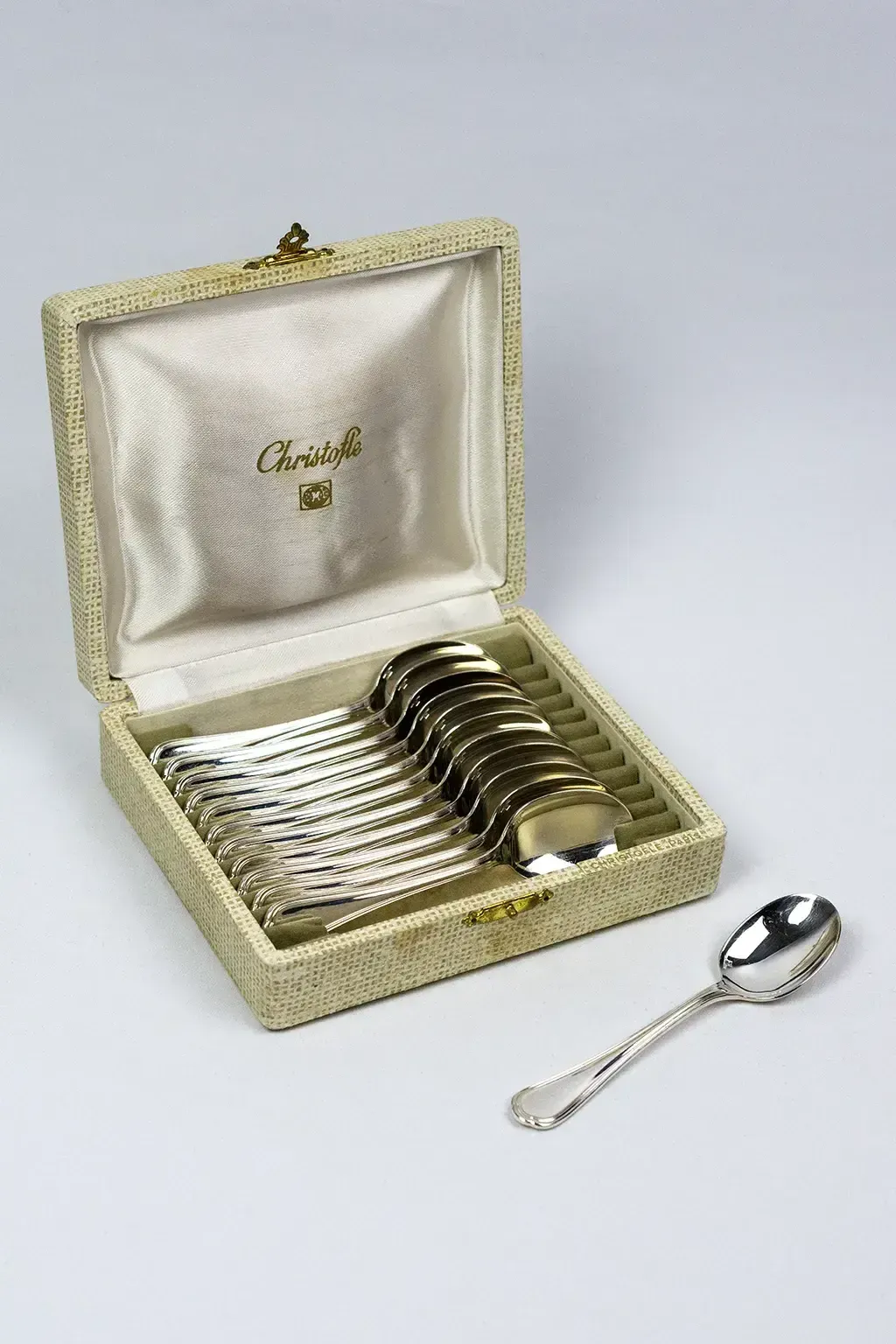 Christofle – 12 Spatours Silver Plated Teaspoons In Their Original Case photo vintage