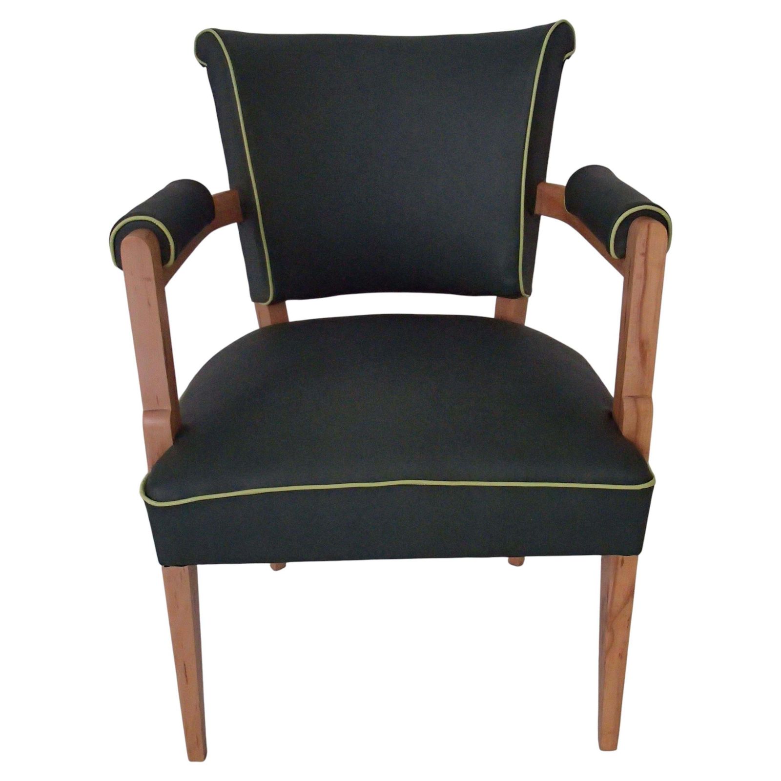 Green Leather Desk Chair In Art Deco Style With Light Green Upholstery photo furniture
