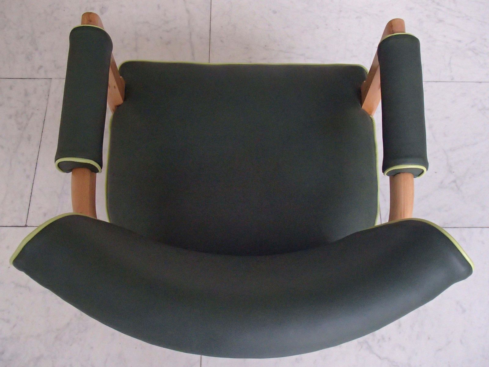 Green Leather Desk Chair In Art Deco Style With Light Green Upholstery photo 1606.0