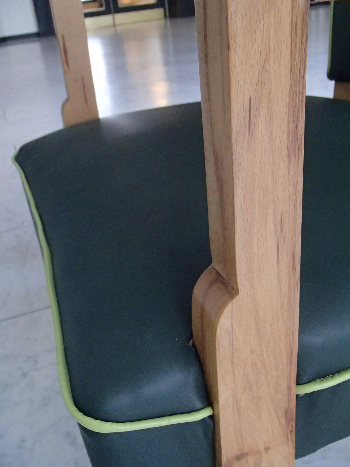 photo furniture Green Leather Desk Chair In Art Deco Style With Light Green Upholstery