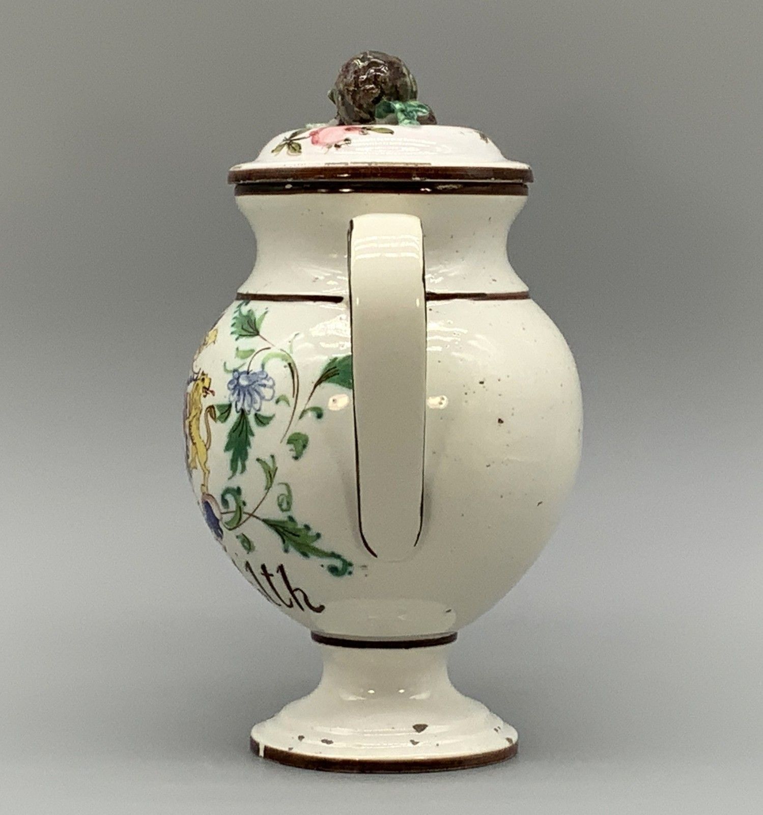 photo furniture Italian Pharmacy Wet Drug Jug & Cover 18th Century Tin Glaze Polychrome Syr Alth
