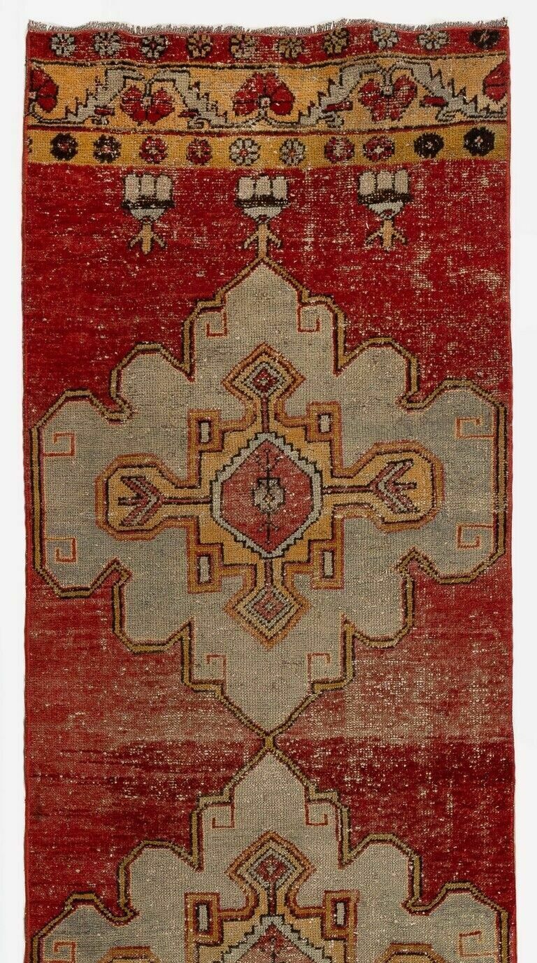 3x11.4 Ft Vintage Handmade Turkish Runner. One Of A Kind Wool Hallway Carpet photo furniture