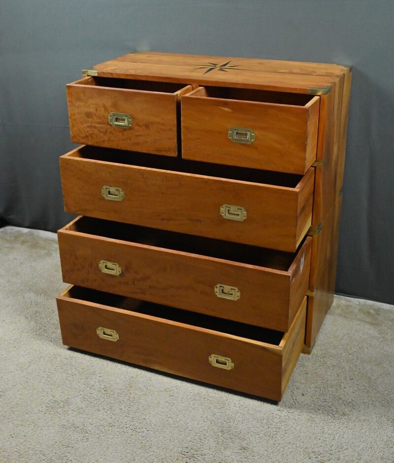 Solid Mahogany Marine Chest Of Drawers, India – 20th Century photo for sale