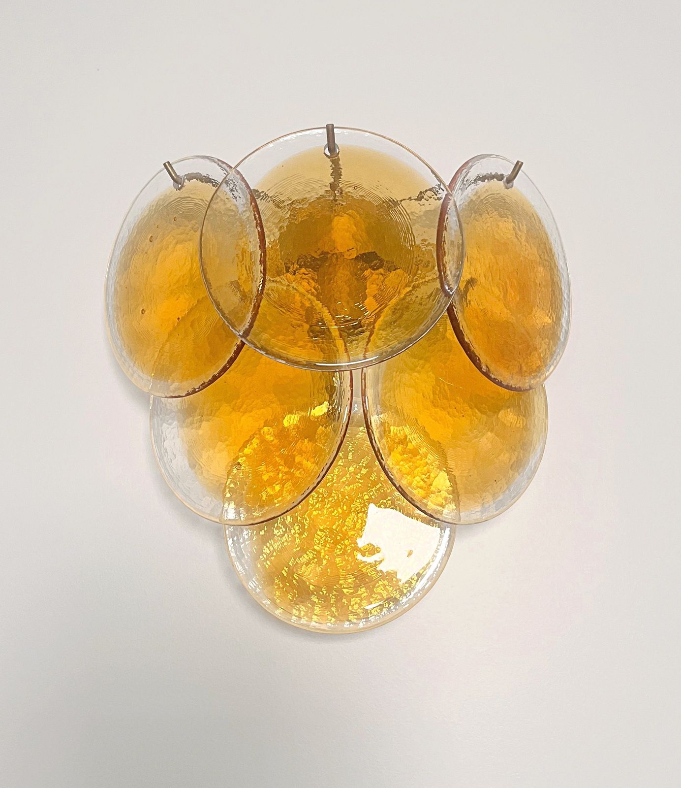 Pair Of Glass Wall Sconces   6 Alabaster Gold Disks photo Lighting