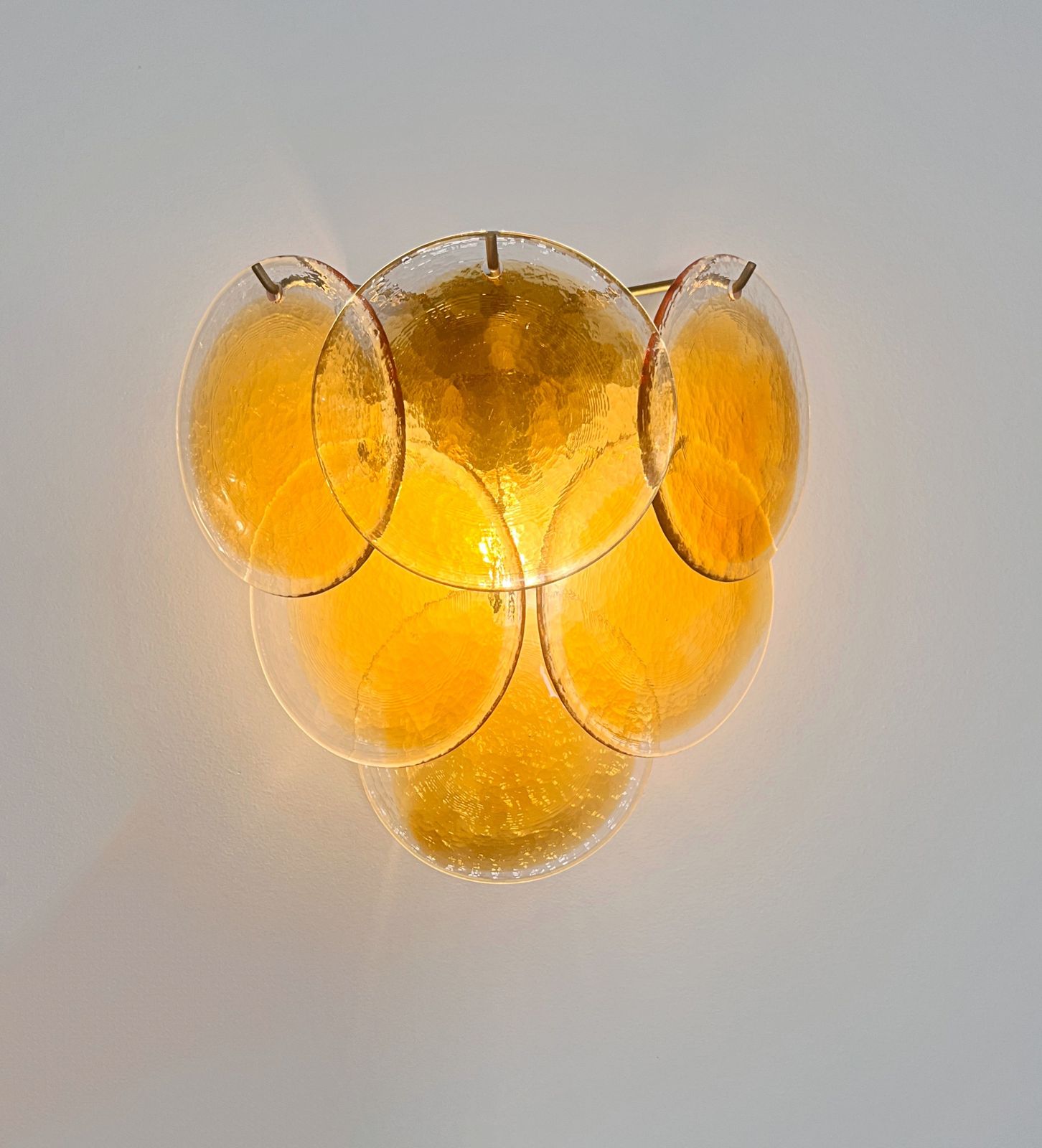 photo furniture Pair Of Glass Wall Sconces   6 Alabaster Gold Disks