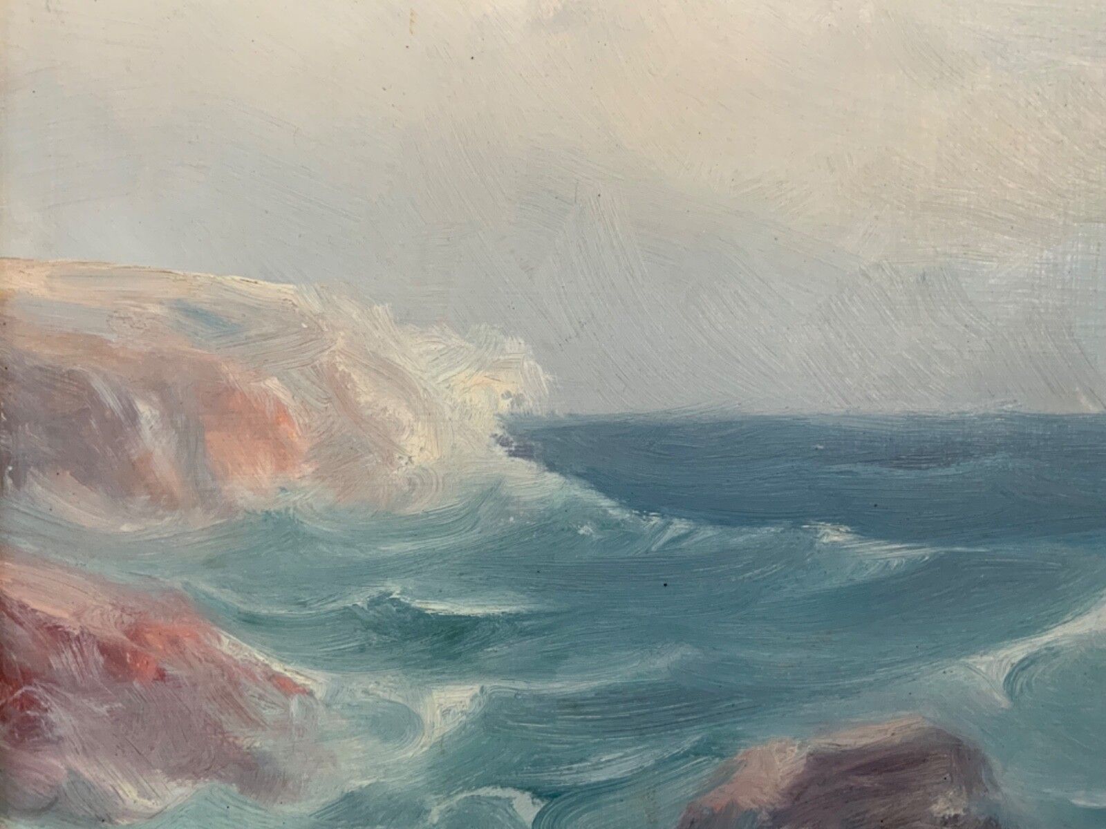 photo furniture Vintage Marine Seascape Oil On Cardboard, Signed By Karl Gustav Holmberg 1960s