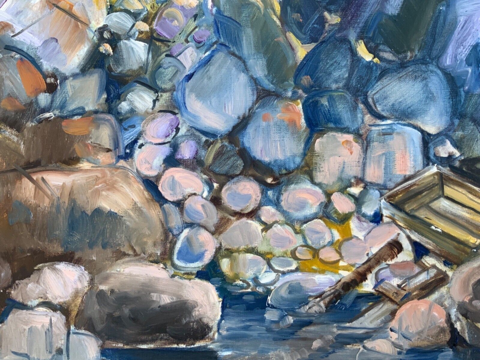 Large Abstractionism Landscape Oil Painting Signed Per Olof Netterblad, 1976 photo Art