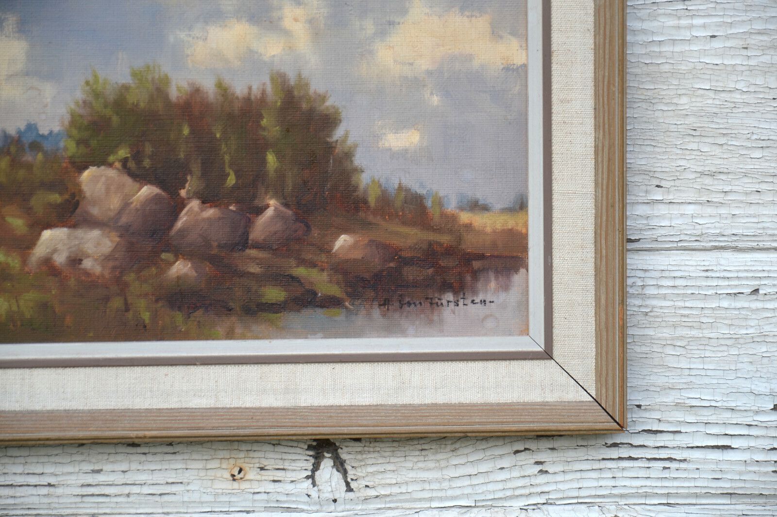 photo furniture Mid 20th Century Landscape Oil Painting, Signed A.B.Fursten, Framed