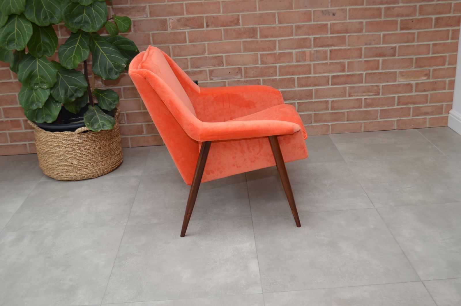 Mid Century Parker Knoll "New Menton" Model Pk940 Teak Armchair, Orange Velvet Upholstery photo buy