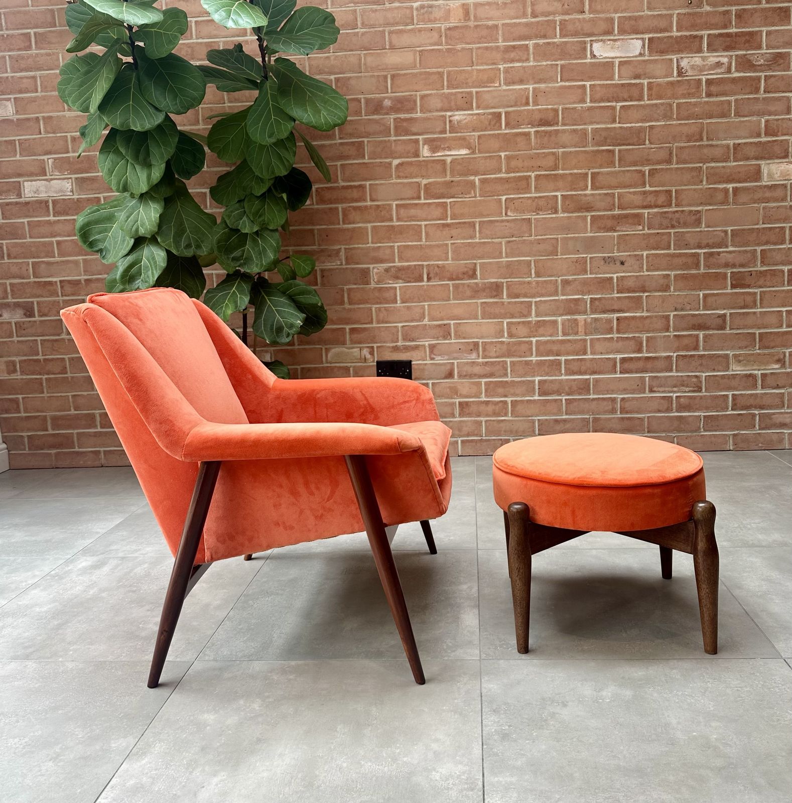 Furniture Mid Century Parker Knoll "New Menton" Model Pk940 Teak Armchair, Orange Velvet Upholstery photo