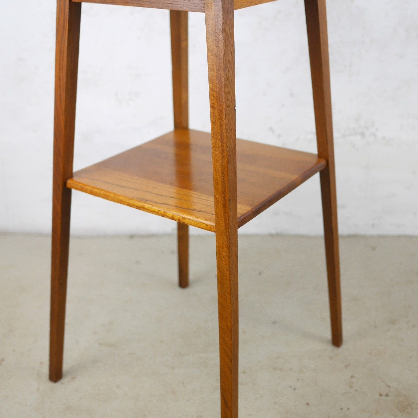 photo vinterior Antique Light Oak Arts & Crafts Two Tier Side Table Vintage #103120