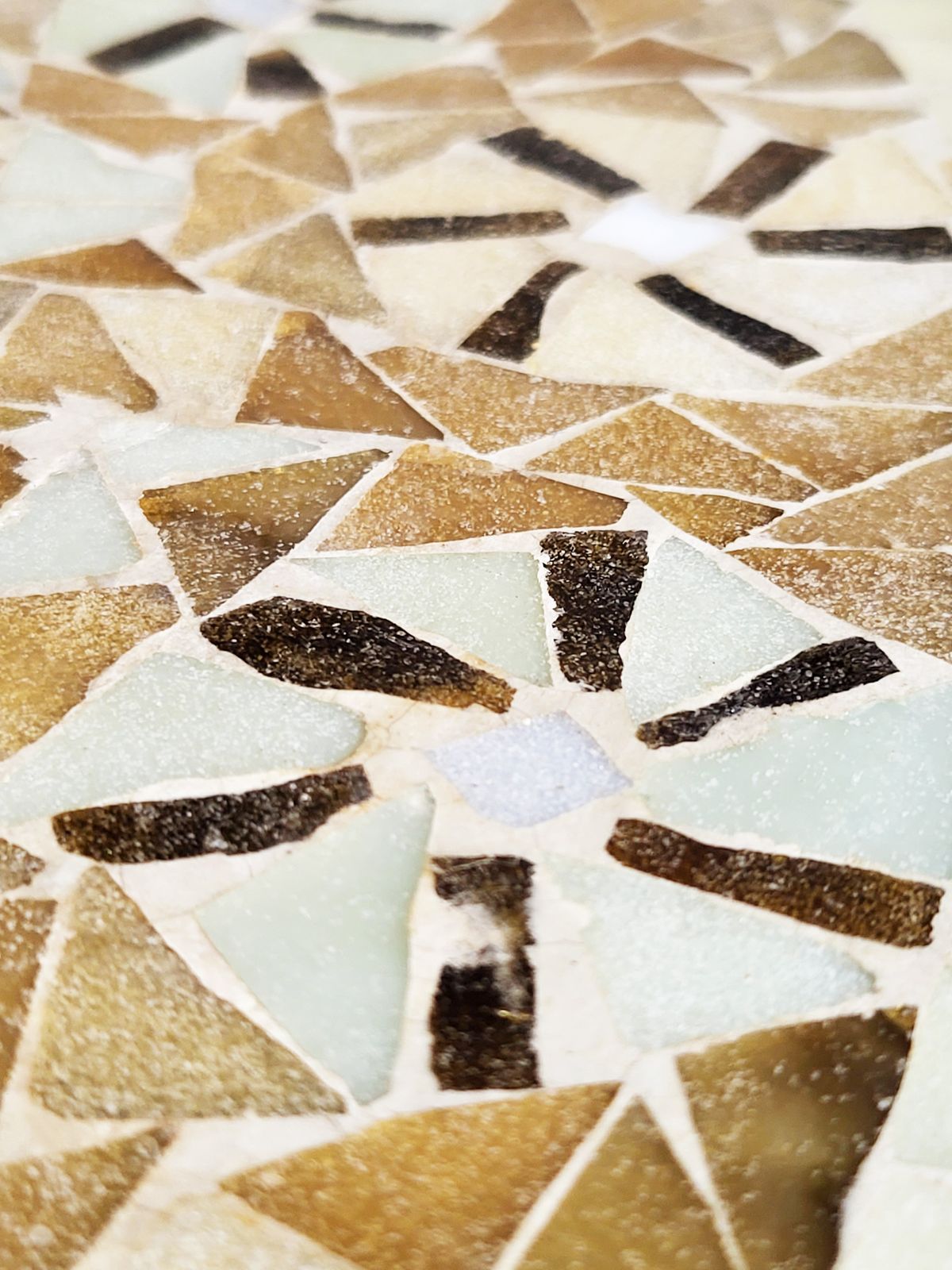 Mid Century Modern Mosaic & Brass Side Table With Hair Pin Legs, 1950s photo 1485.0