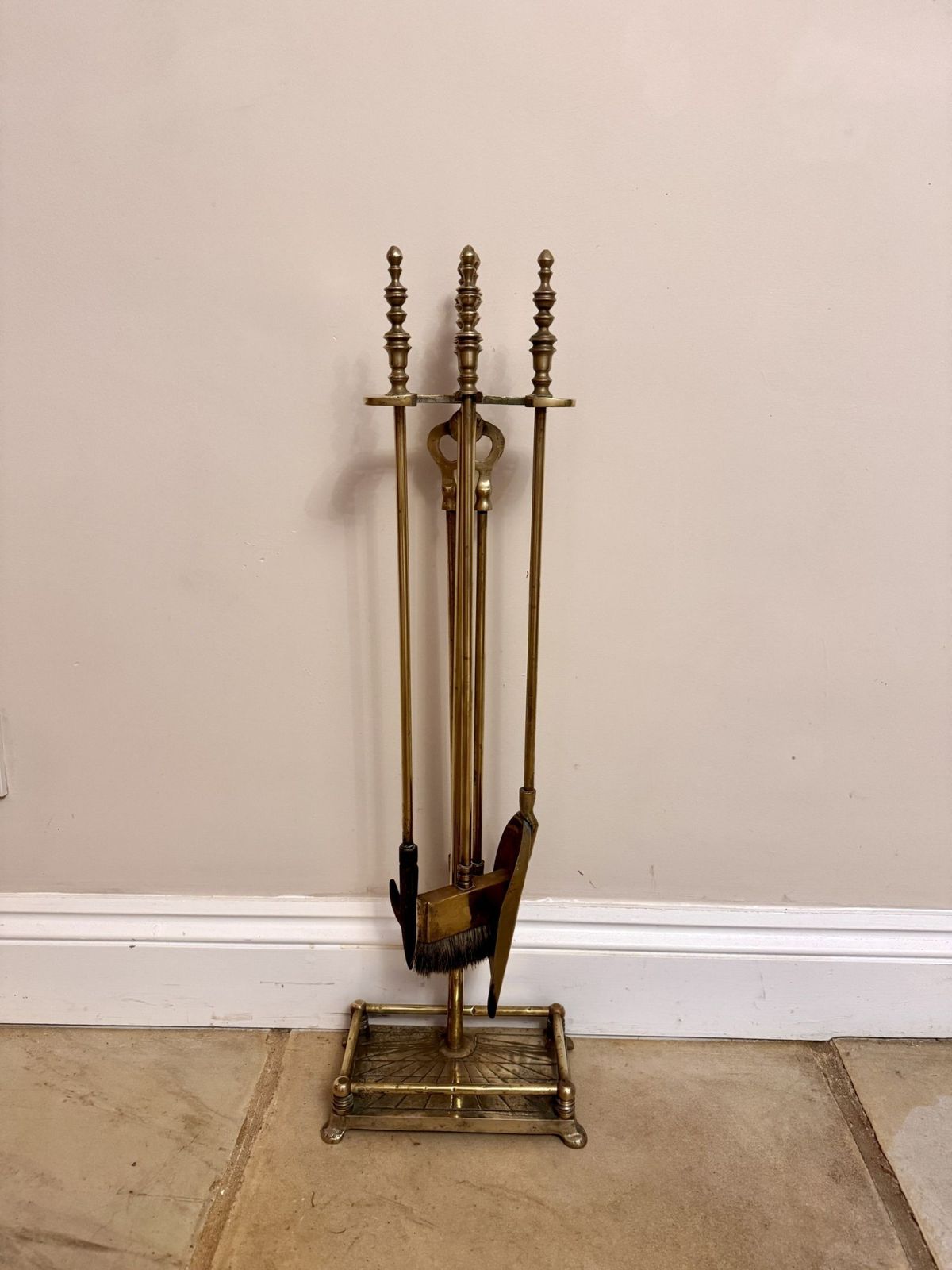 Quality Antique Brass Companion Set photo vintage