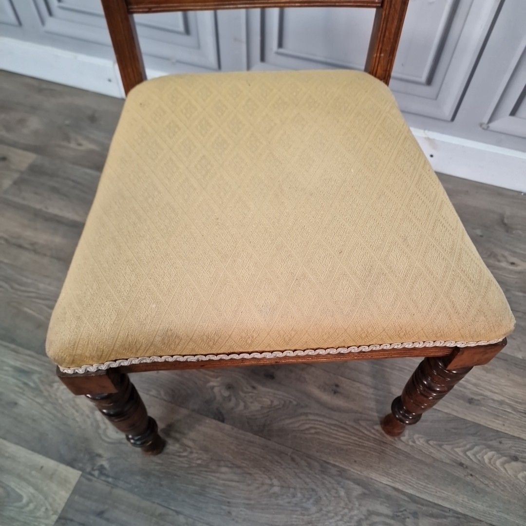Antique Oak Dining Chair – Floral Wood Carved Back Bedroom Seat – Victorian photo for sale