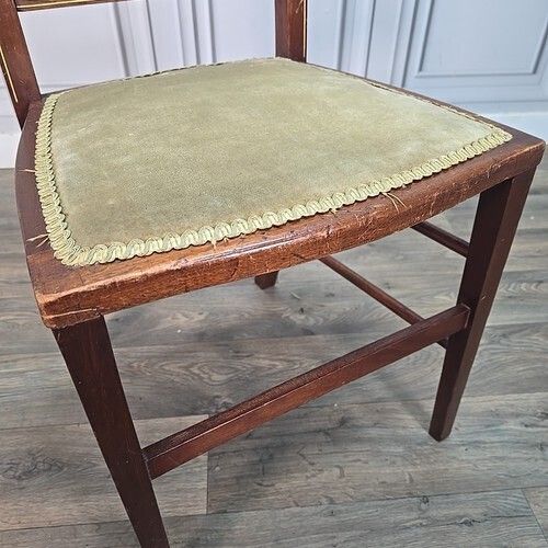 Antique Edwardian Chair Tall Inlaid Back Bedroom Window Vintage Wood photo vinterior
